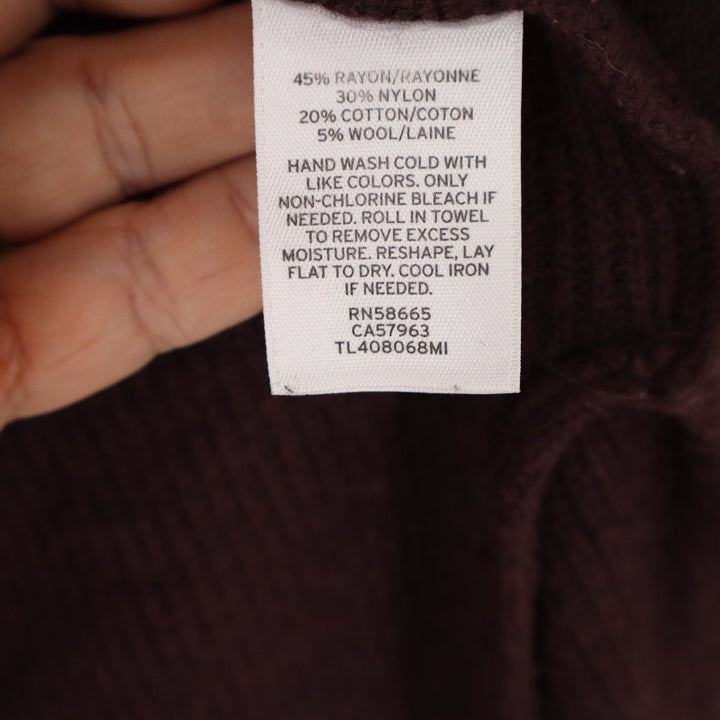 Leith Womens Burgundy Ribbed Longline Open Front Cardigan Sweater Side Slits S