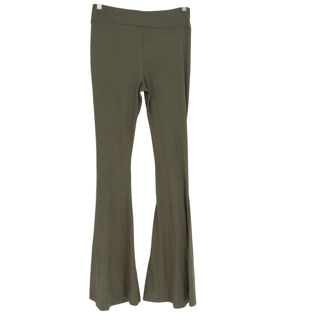 Rue21 Olive Green Ribbed Flare Pants Crossover Waist Bell Bottoms Small