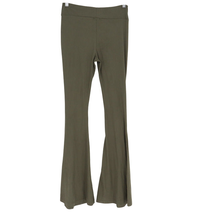 Rue21 Olive Green Ribbed Flare Pants Crossover Waist Bell Bottoms Small