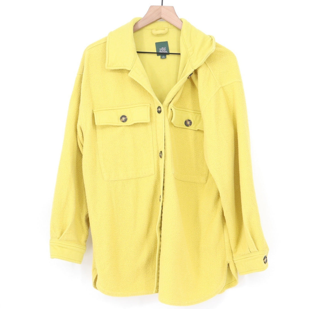 Wild Fable Womens Yellow Fleece Button Front Shacket Jacket Size M