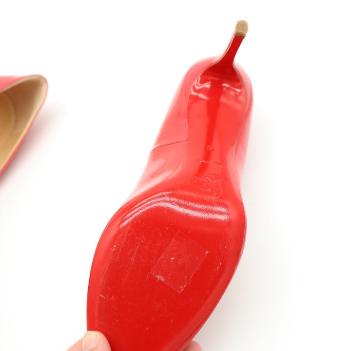 Christian Louboutin Punch Dolly Pump Womens 7.5 Red Patent Leather Stiletto Heel