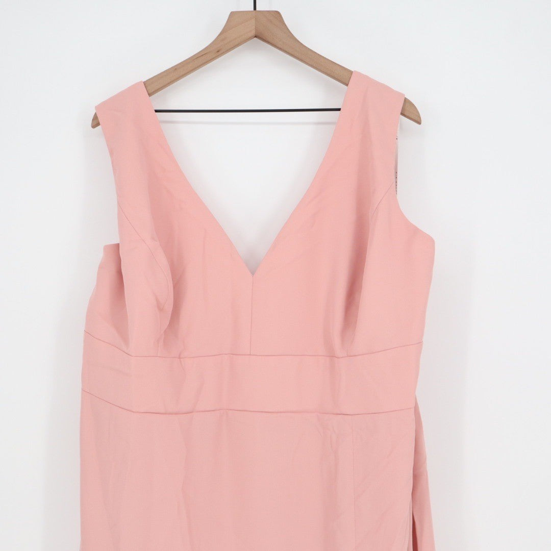 AFTER SIX Style 6857 Blush Pink V Neck Sleeveless Formal Gown Dress 28W