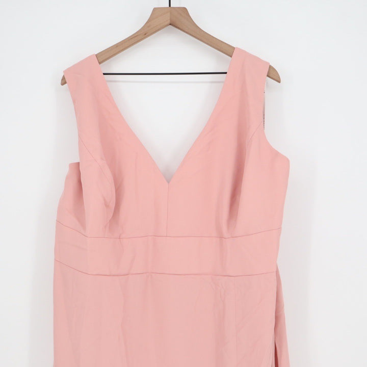 AFTER SIX Style 6857 Blush Pink V Neck Sleeveless Formal Gown Dress 28W