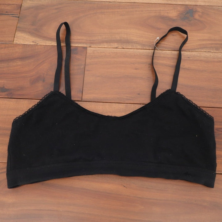 Lauren Ralph Lauren Bralette Bra M Black Wireless Lace Trim Adjustable Strap
