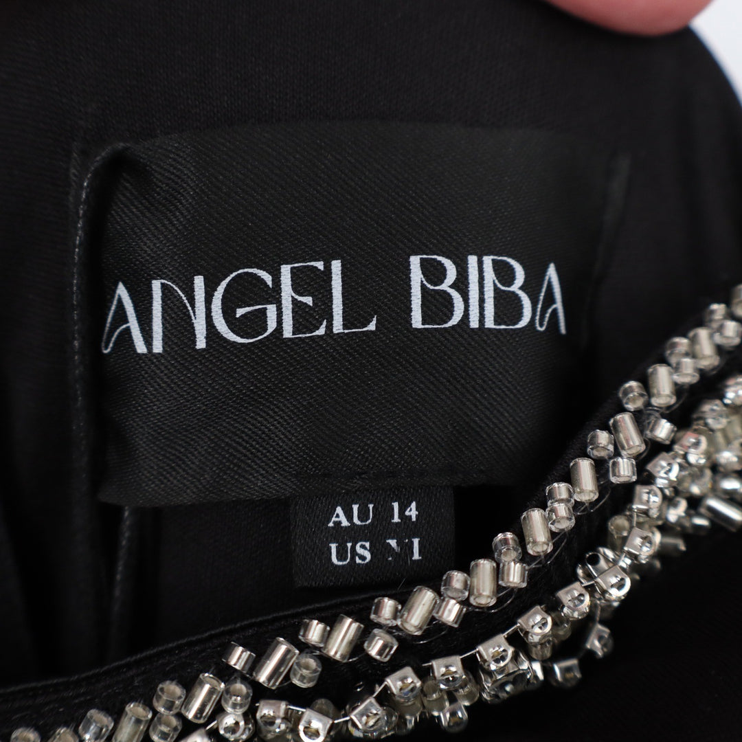 Angel Biba Arabella Mini Dress Strapless Diamante Trim Black XL