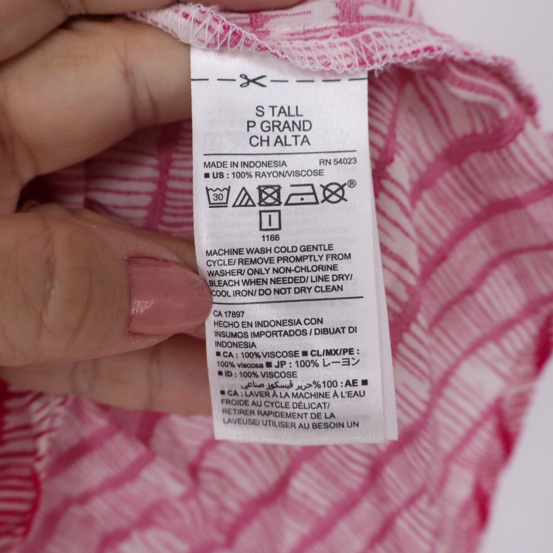 Old Navy Pink Abstract Stripe V-Neck Tank Top Sleeveless Keyhole Small Tall
