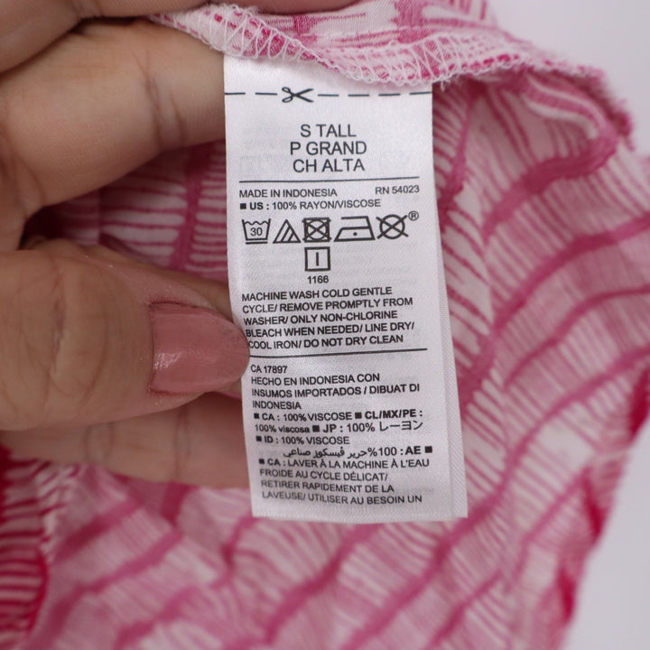 Old Navy Pink Abstract Stripe V-Neck Tank Top Sleeveless Keyhole Small Tall
