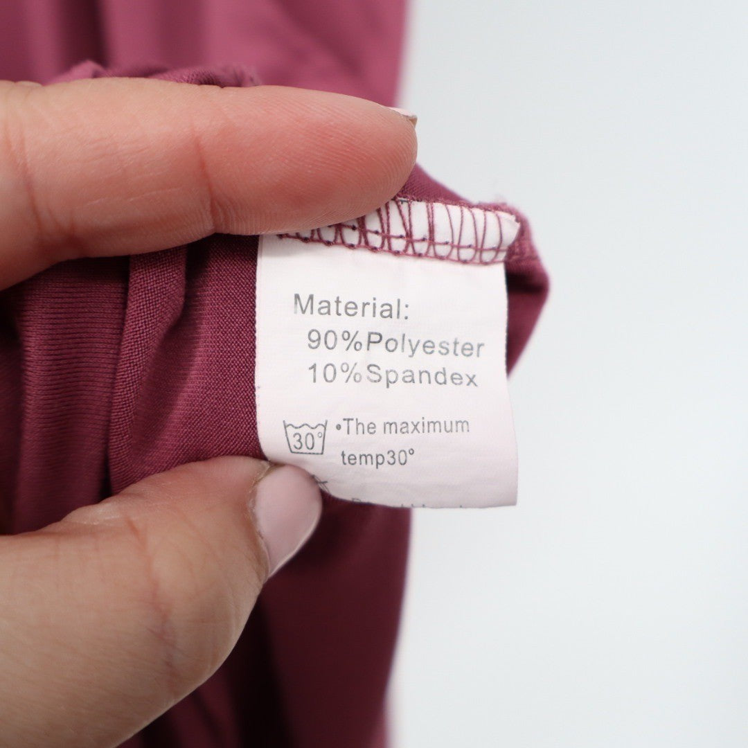 Womens Plus Size XL Mauve Pink Button Front Short Sleeve Midi Dress Pockets