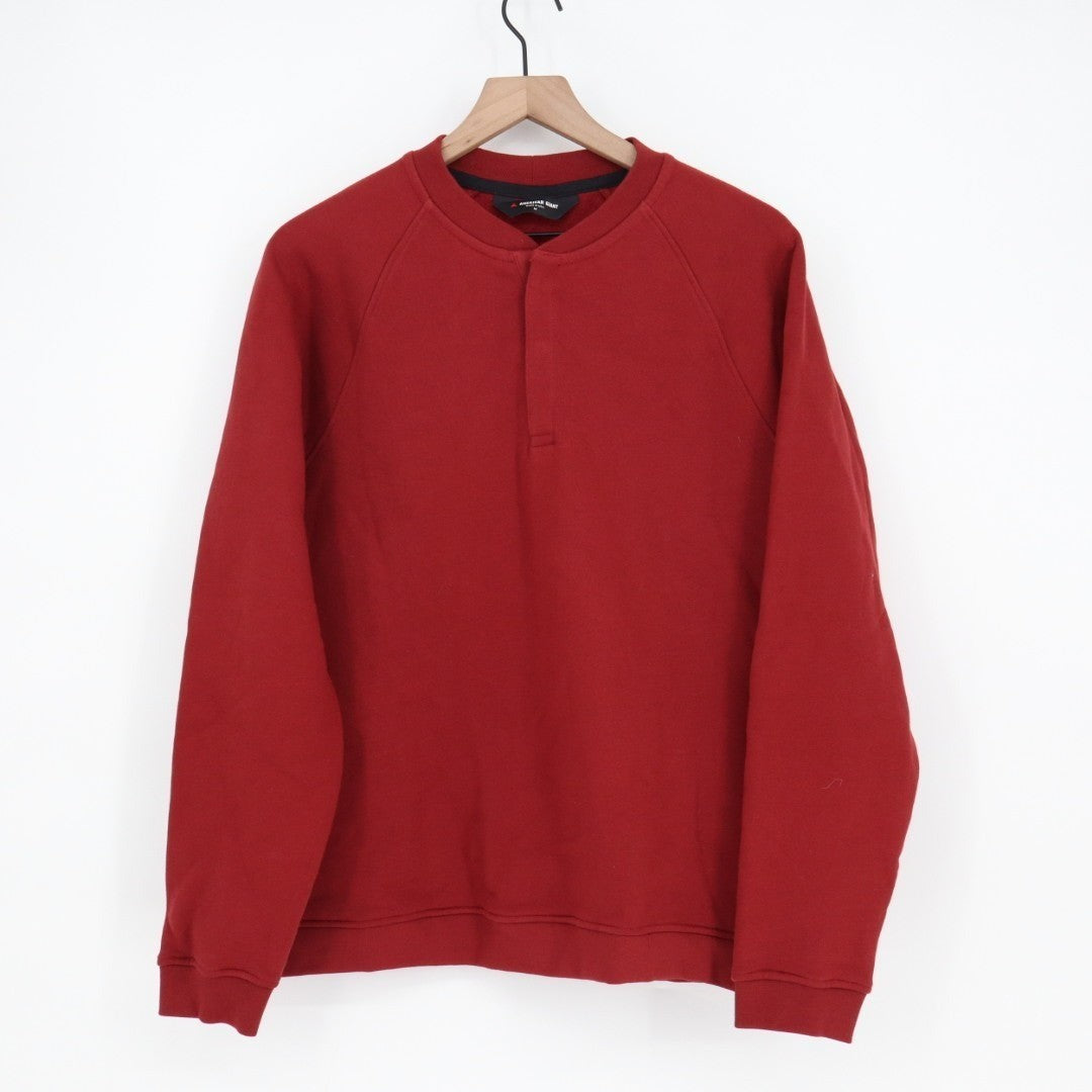 American Giant Midweight Sweatshirt Mens M Red Cotton Snap Henley Raglan Sleeve