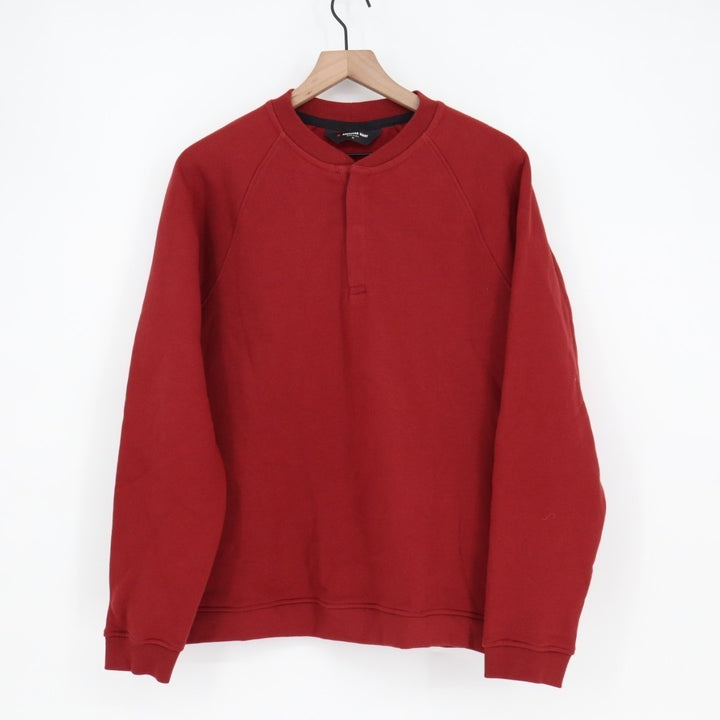 American Giant Midweight Sweatshirt Mens M Red Cotton Snap Henley Raglan Sleeve