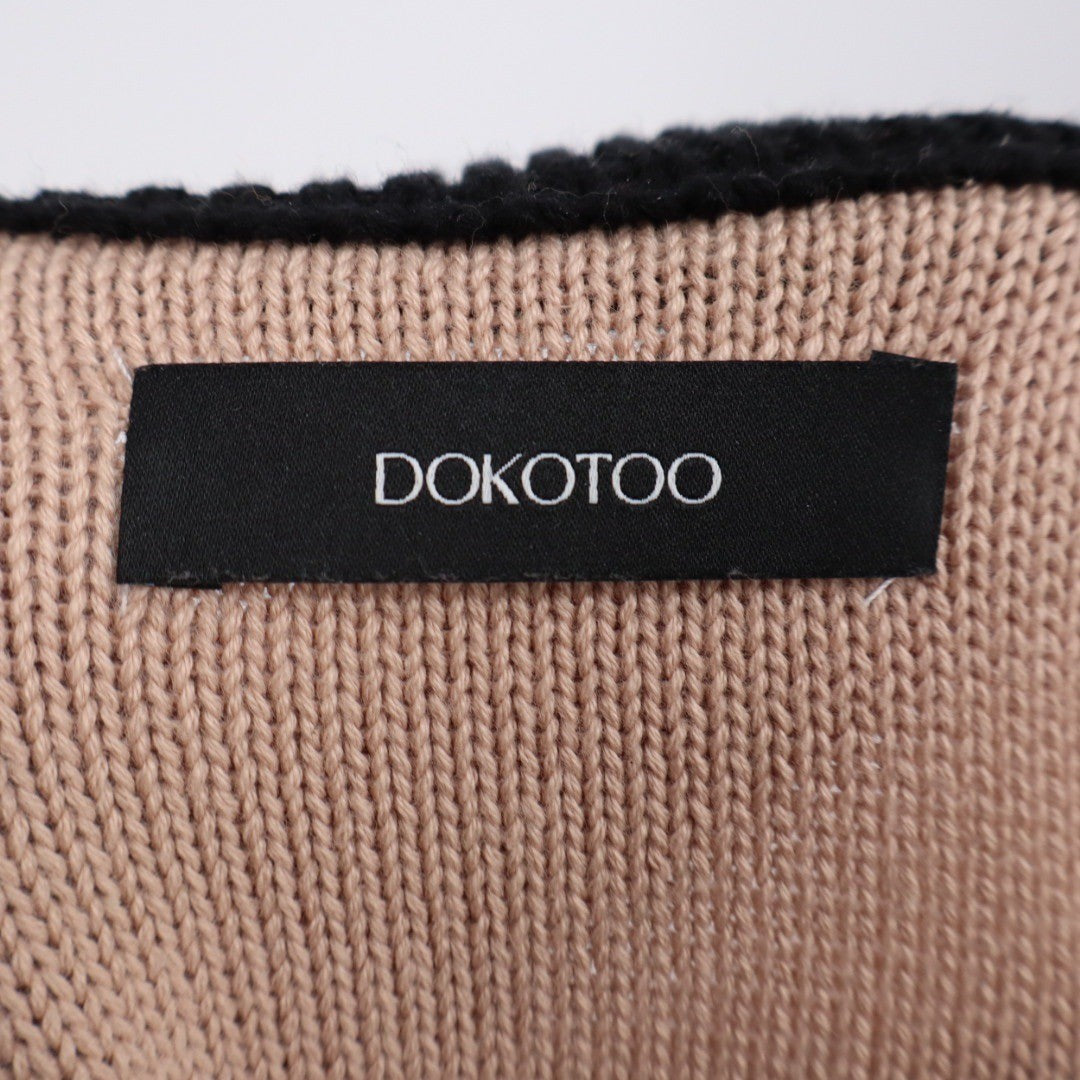 DOKOTOO Colorblock Sweater Black Beige Coral Knit Long Sleeve XL