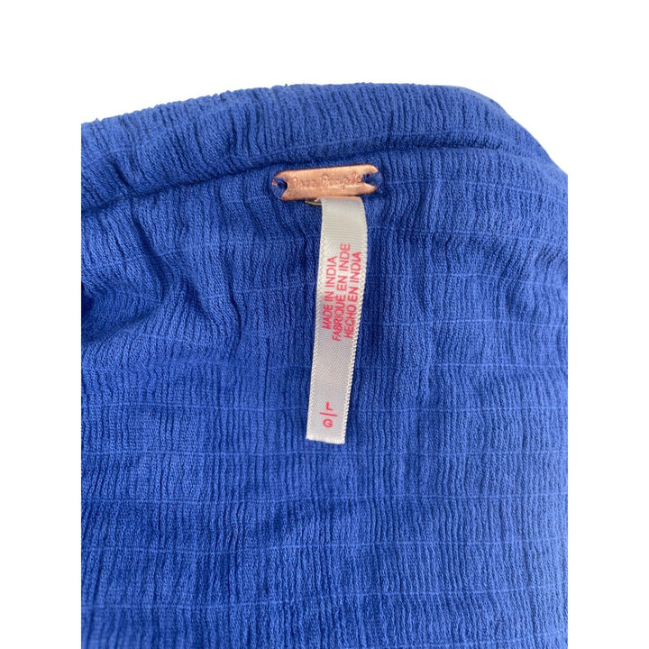 Free People Blue Gauze Ruffle Smocked Tube Skirt Mini Size L