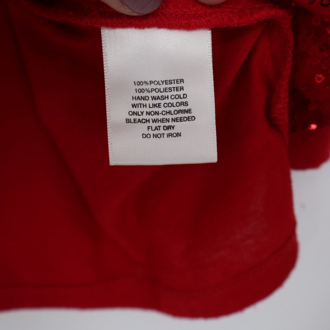 Sag Harbor Woman Red Sequin Front Long Sleeve Holiday Blouse Top 3X