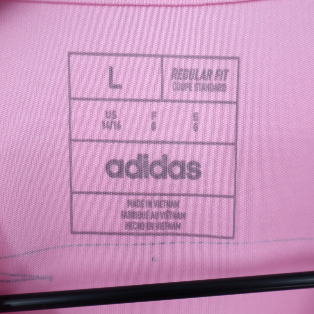 Adidas Youth Art of Soccer Tee True Pink Geometric Graphic Shirt  L 14/16