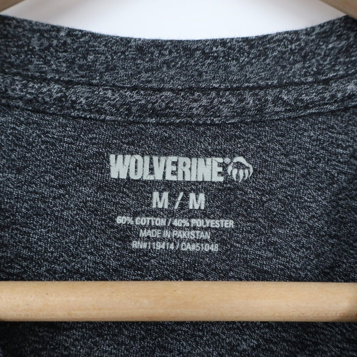 Wolverine Edge T-Shirt Men's Medium Charcoal Grey Cotton Long Sleeve Crew Neck