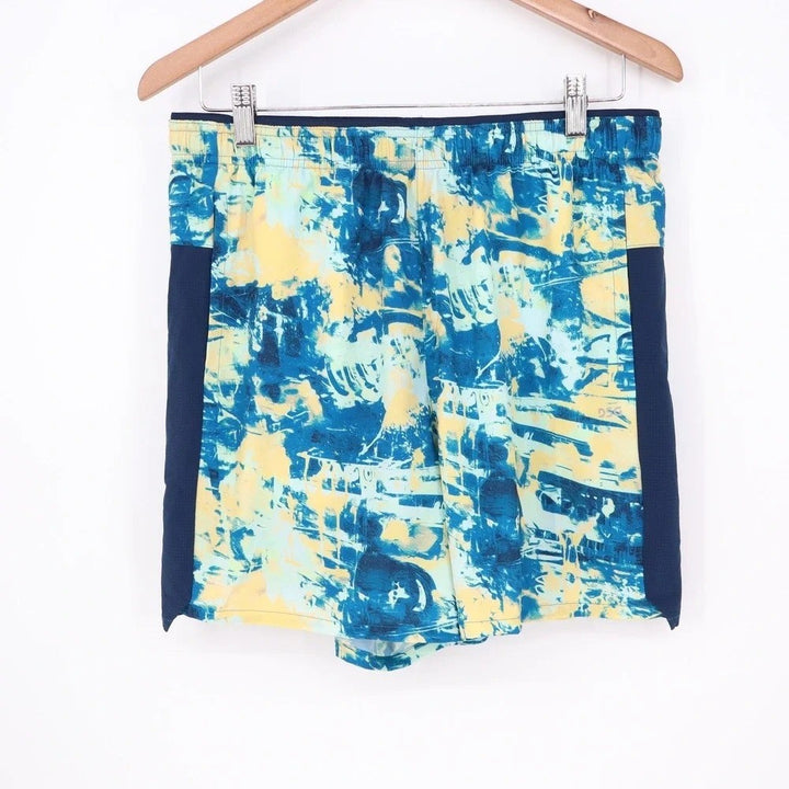 DSG Mens 5" Stride Short Chaos Blue Gleam Abstract Running Shorts Large NEW