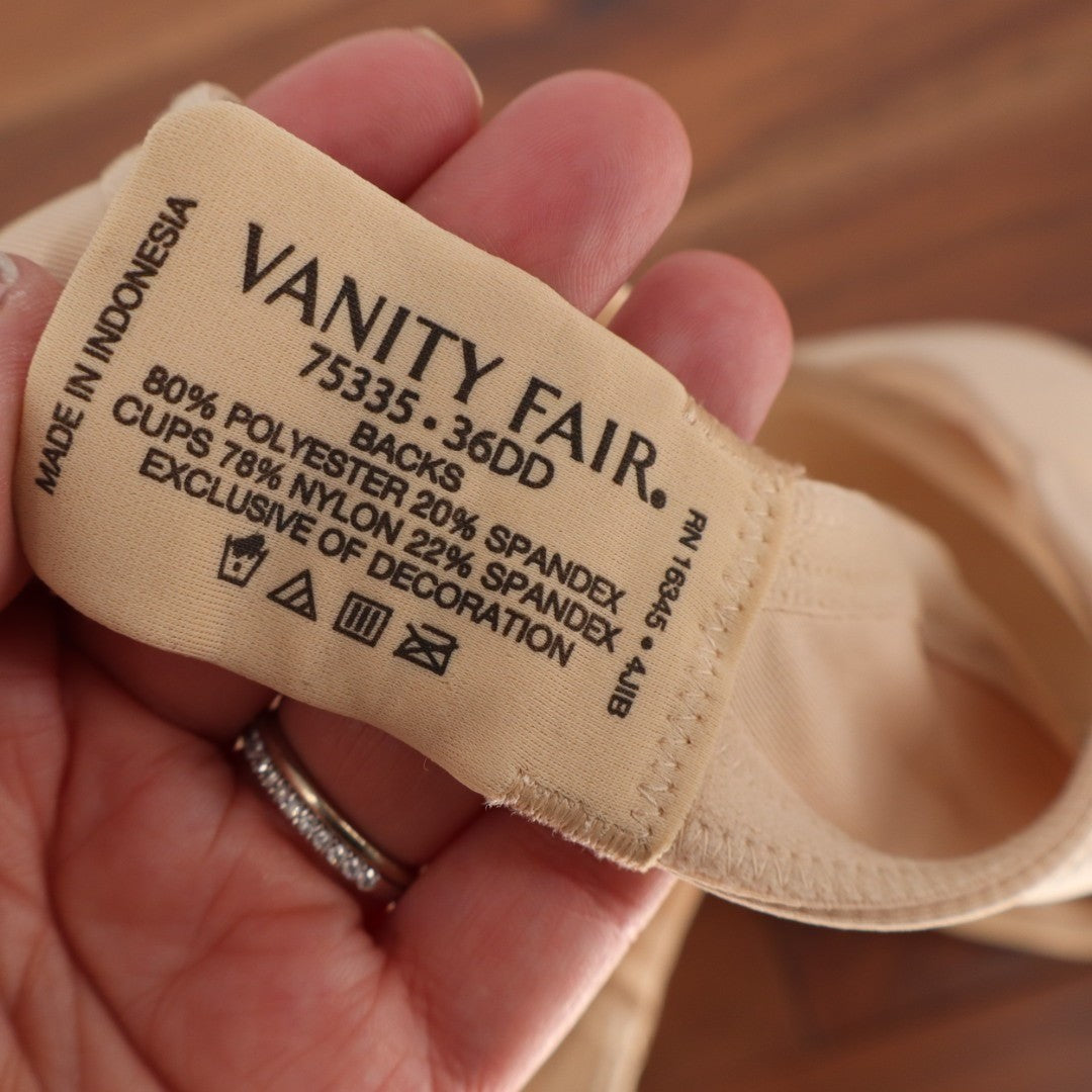 Vanity Fair Body Caress Contour Bra Womens 36DD Beige Full Coverage Underwire