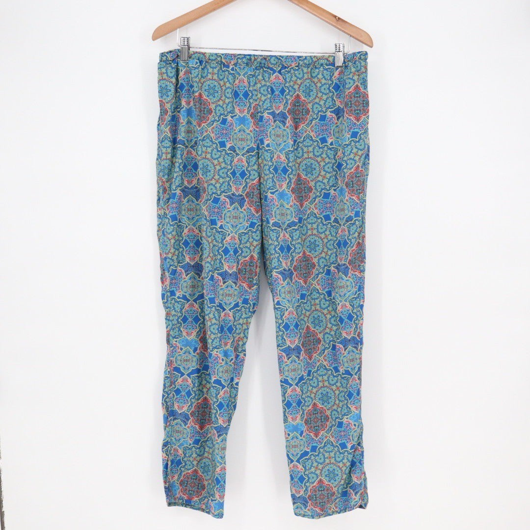 SUNSETS Bohemian Tile Print Wide Leg Lounge Pants Size L