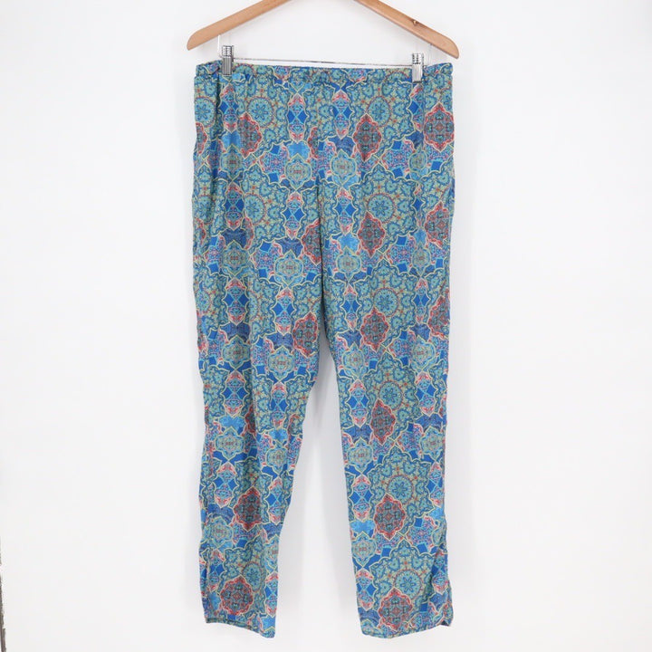 SUNSETS Bohemian Tile Print Wide Leg Lounge Pants Size L
