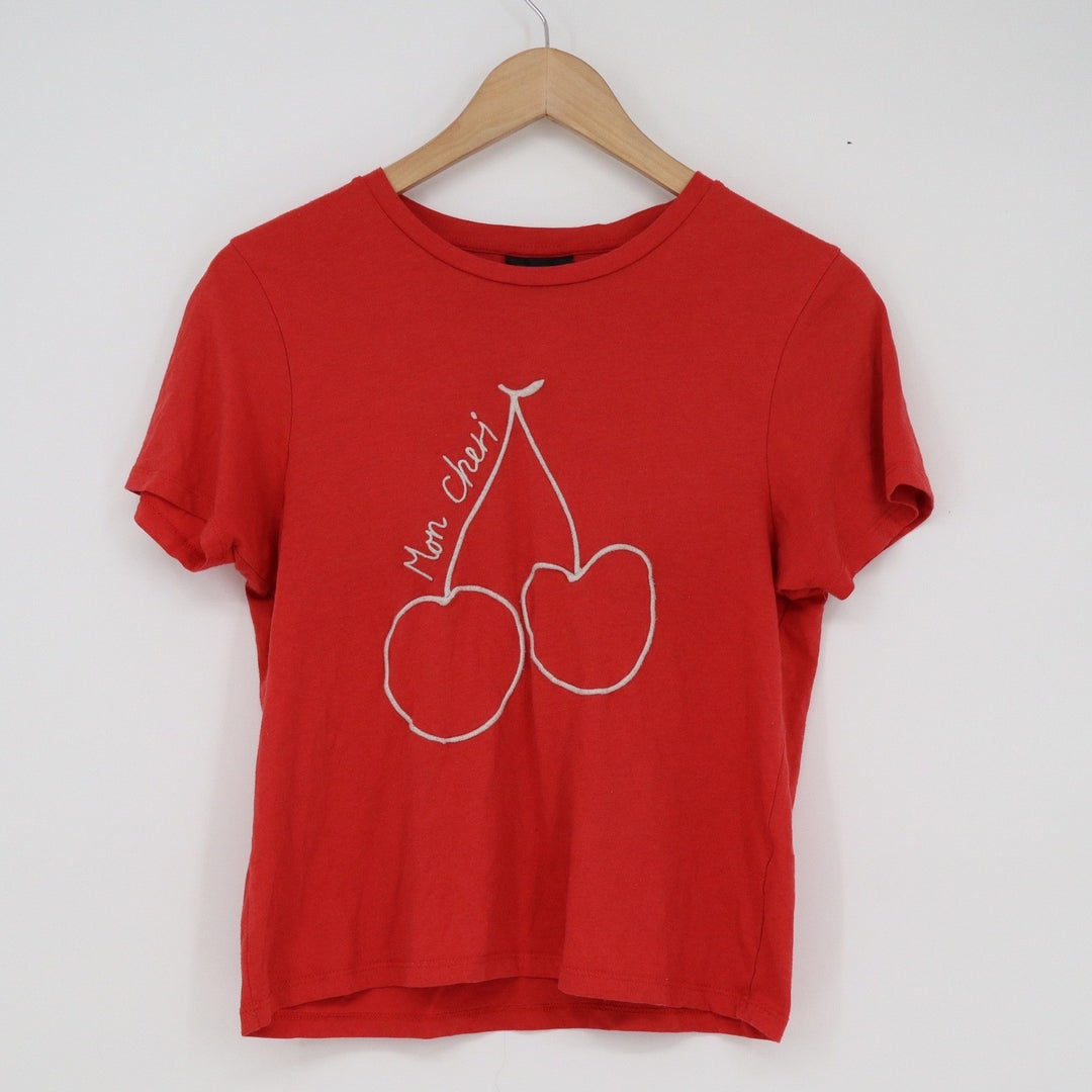 Topshop Red Mon Cheri Cherry Graphic Short Sleeve T-Shirt Size 8 US