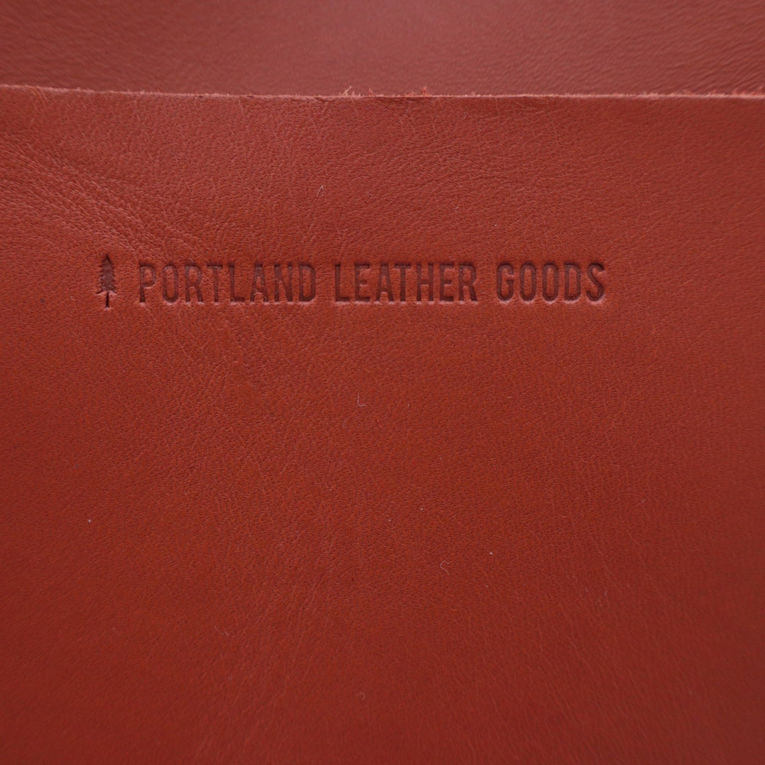 Portland Leather Goods Mini Crossbody Tote Bag Orange Leather Front Pocket Brass