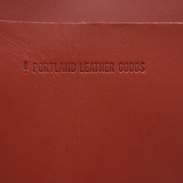 Portland Leather Goods Mini Crossbody Tote Bag Orange Leather Front Pocket Brass