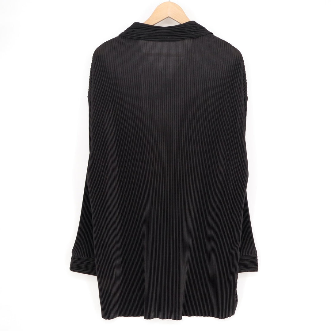 Shein Curve Shirt Women 2XL Black Textured Drop Shoulder Spread Collar Button Up