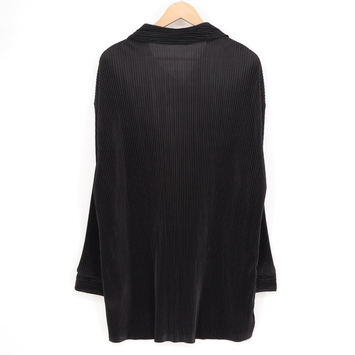 Shein Curve Shirt Women 2XL Black Textured Drop Shoulder Spread Collar Button Up