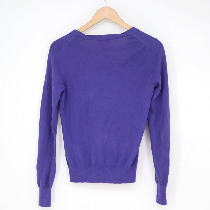 Banana Republic Womens XS Purple Cotton Button Front Crewneck Cardigan Sweater