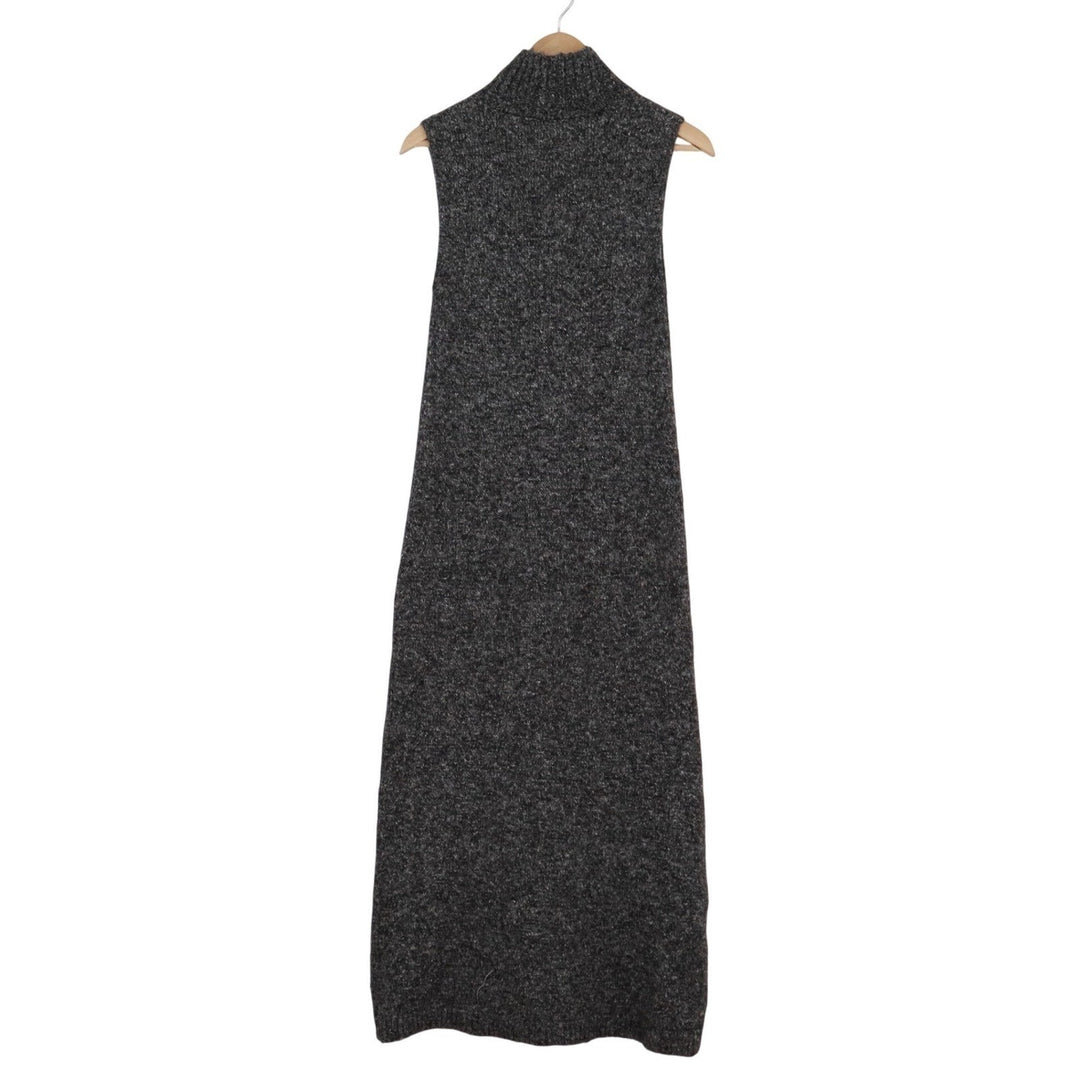 Zara Womens Grey Marled Knit Sleeveless Mock Neck Maxi Sweater Dress Size S