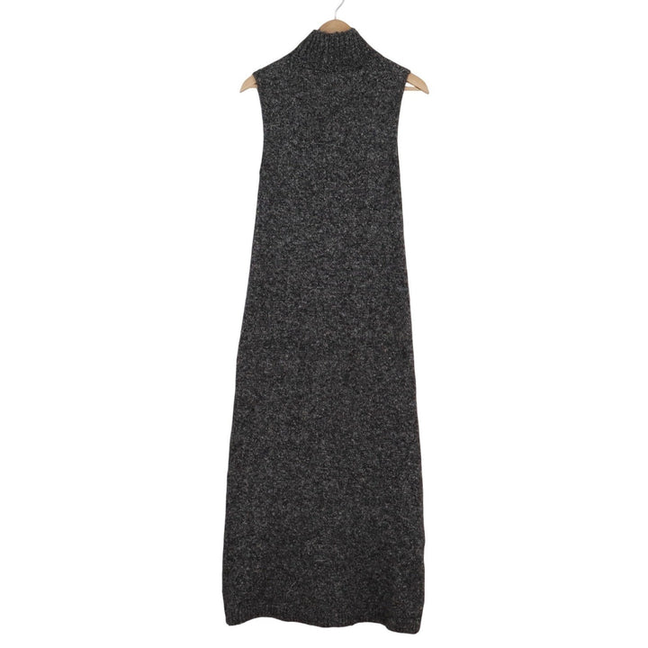Zara Womens Grey Marled Knit Sleeveless Mock Neck Maxi Sweater Dress Size S
