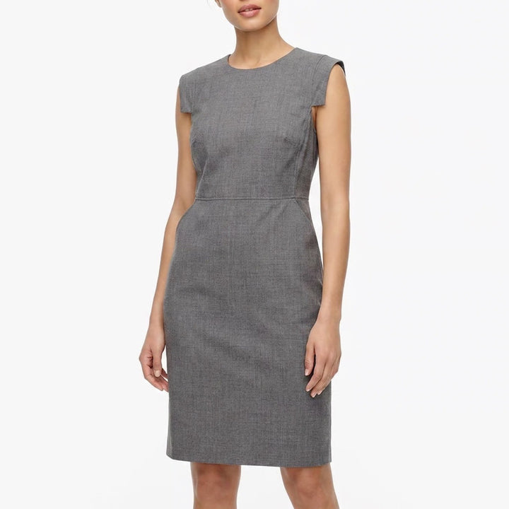 J.Crew Italian Stretch Wool Tollegno 1900 Gray Sheath Dress Size 18 SSA 106