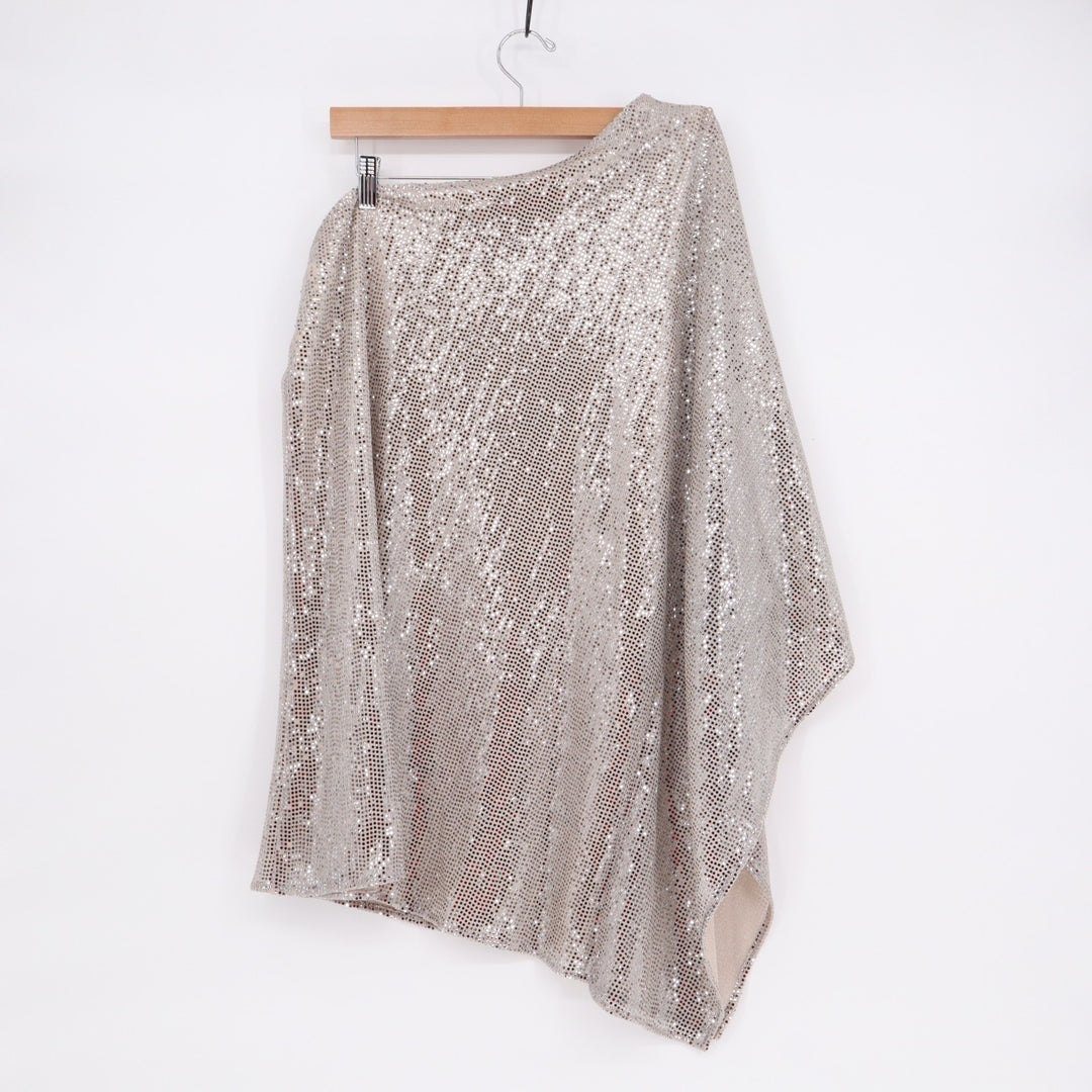Tyche Poncho Womens Medium Multi Sequins One Shoulder Pullover Cocktail & Party