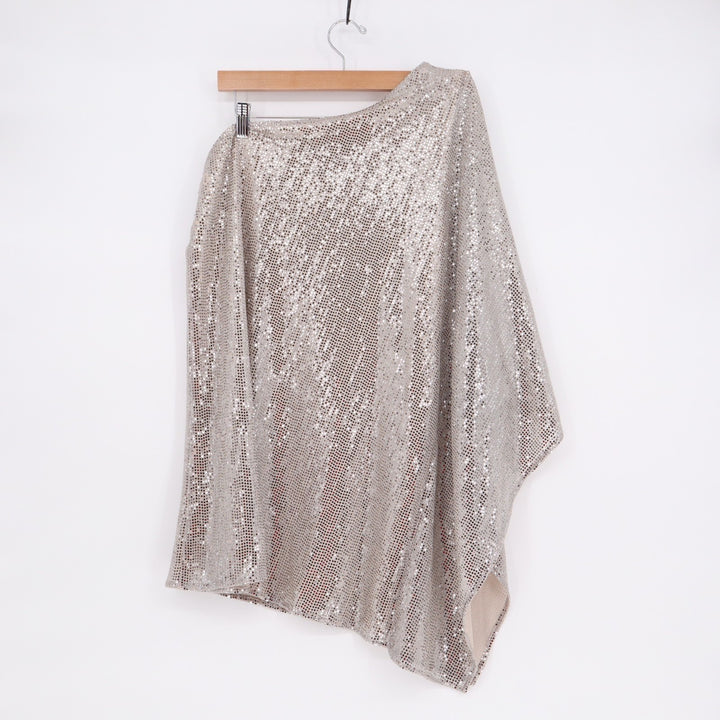 Tyche Poncho Womens Medium Multi Sequins One Shoulder Pullover Cocktail & Party