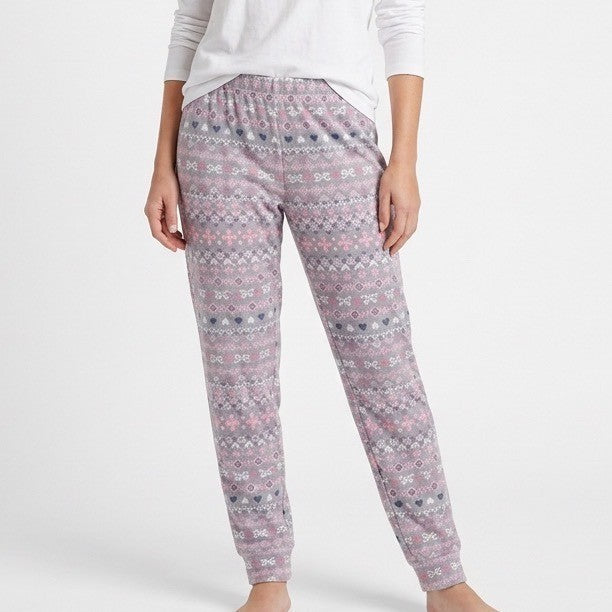 Cuddl Duds Fleece Pajama Bottom Womens Large Multi Printed Stretch Elastic Waist
