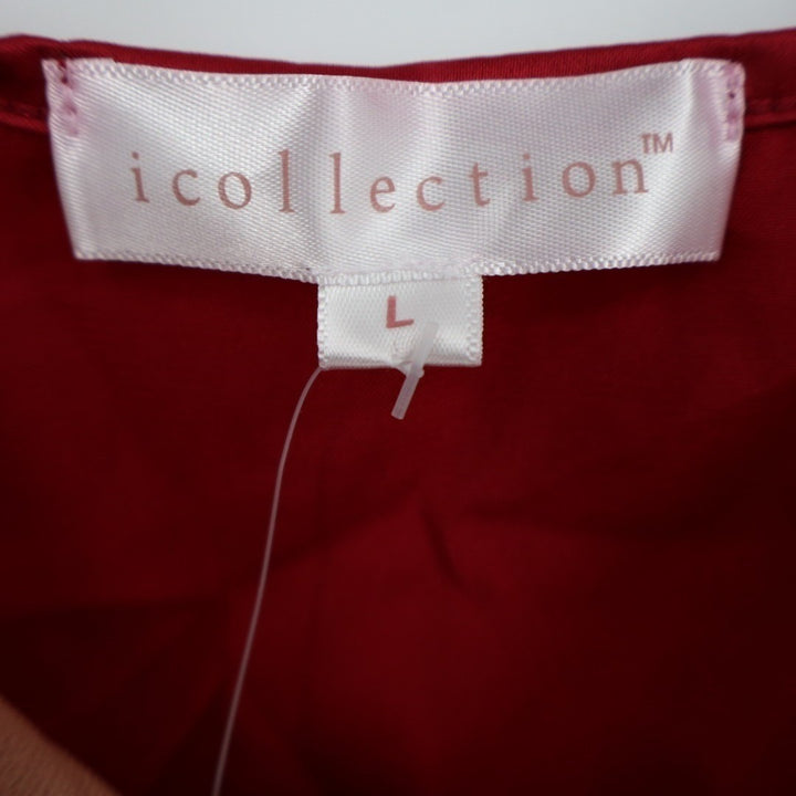 iCollection Jenna Contrast 2-PC Pajamas Set Women L Red Stretch Adjustable Strap