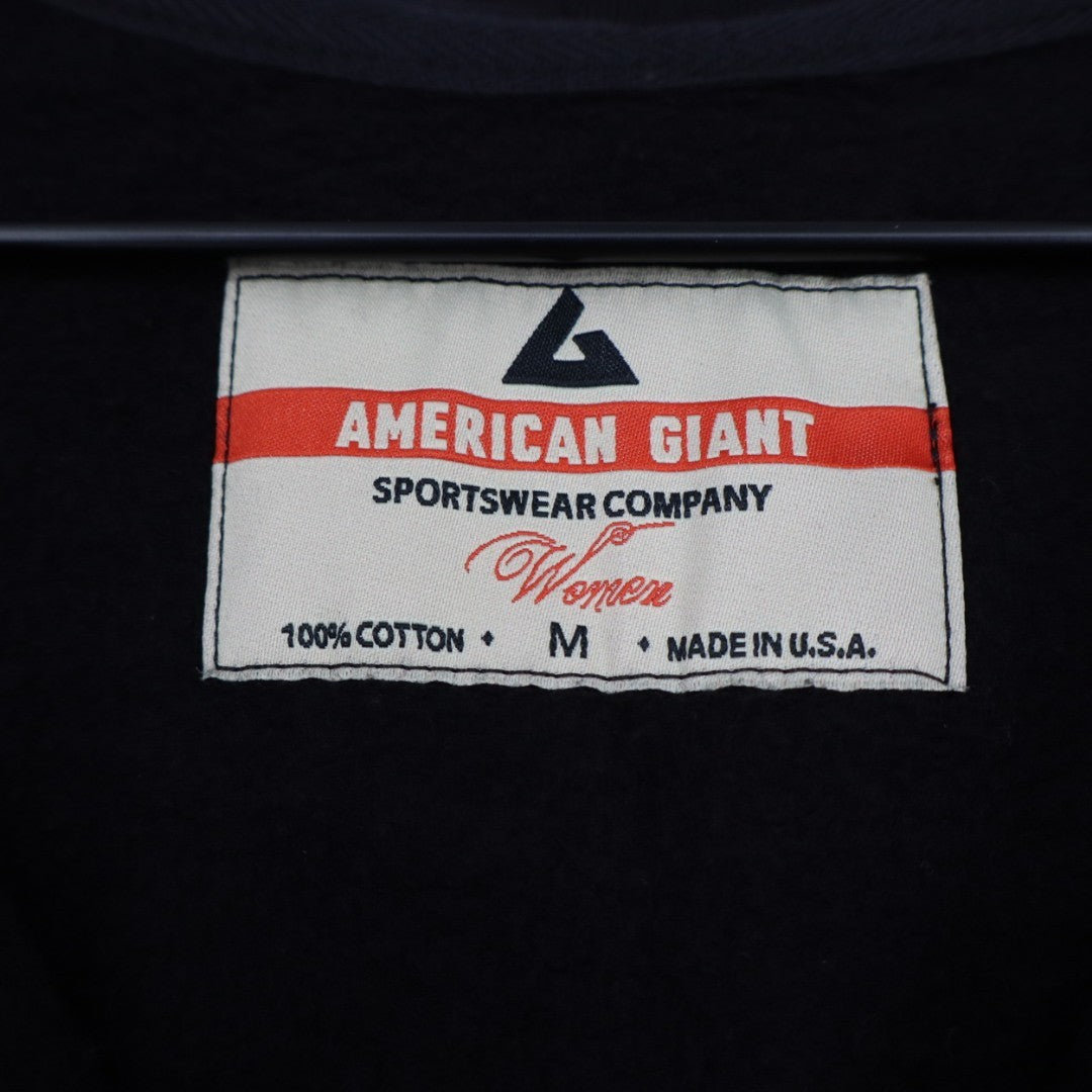 American Giant Hoodie Womens Medium Black Full Zip Cotton Logo Sherpa Lined