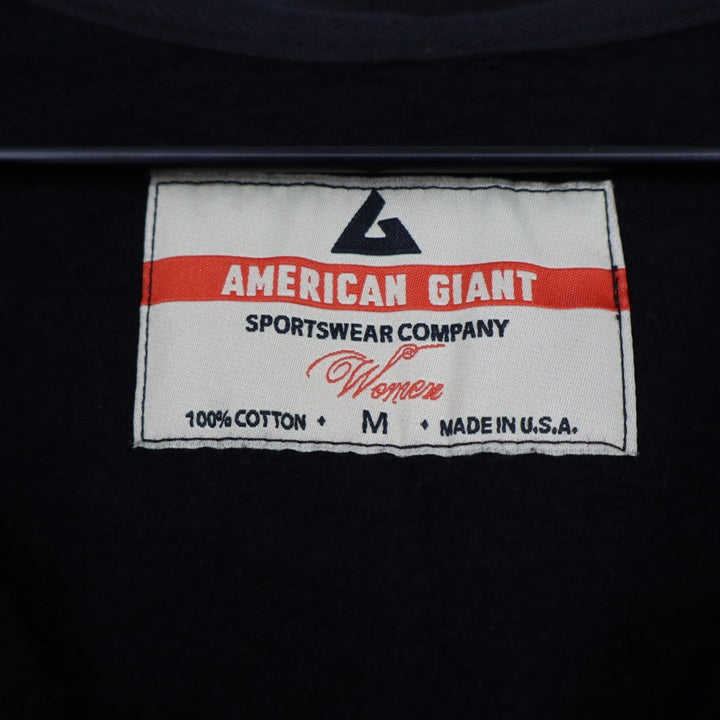 American Giant Hoodie Womens Medium Black Full Zip Cotton Logo Sherpa Lined
