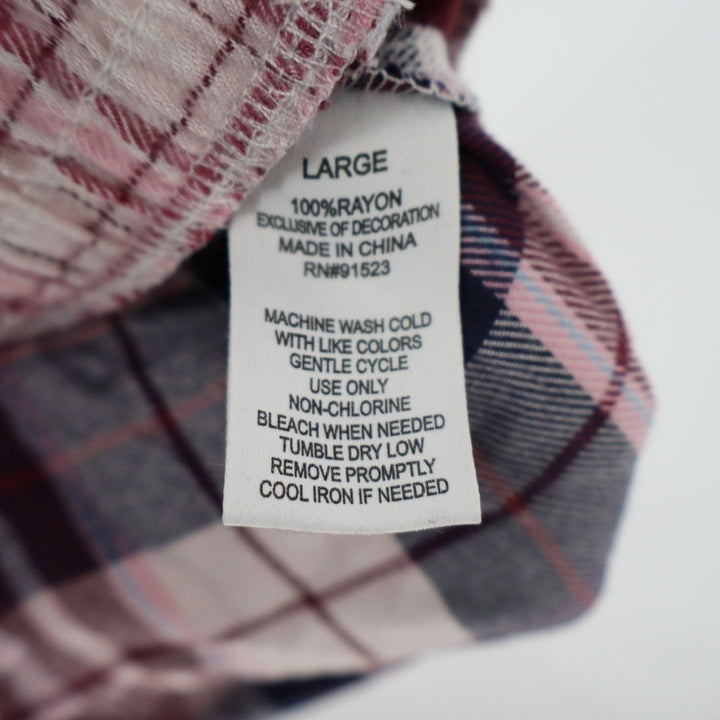 Charter Club Flannel 2-PC Pajamas Set Womens Large Multi Plaid Spread Collar