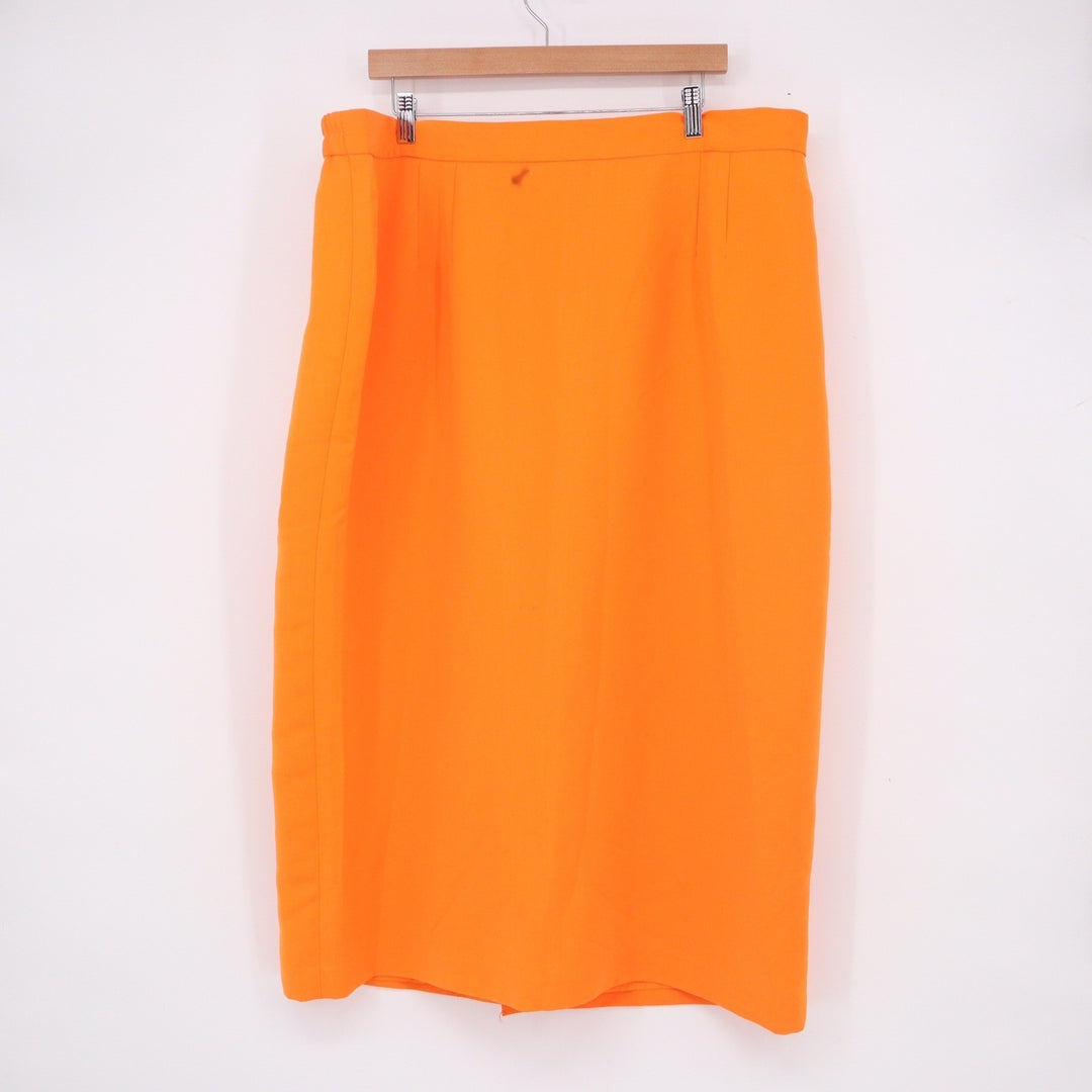 EMR Suits Orange Rosette Trim 2 Piece Skirt Suit Set Plus Size 22W Blazer Skirt