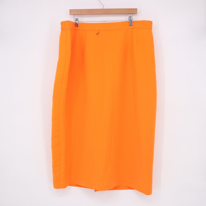 EMR Suits Orange Rosette Trim 2 Piece Skirt Suit Set Plus Size 22W Blazer Skirt