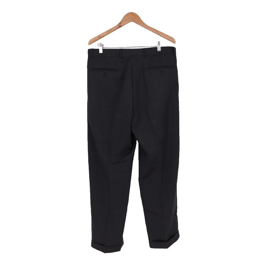 Joseph & Feiss Dress Pants Mens 36X30 Black Plated Slash Pockets Straight Leg