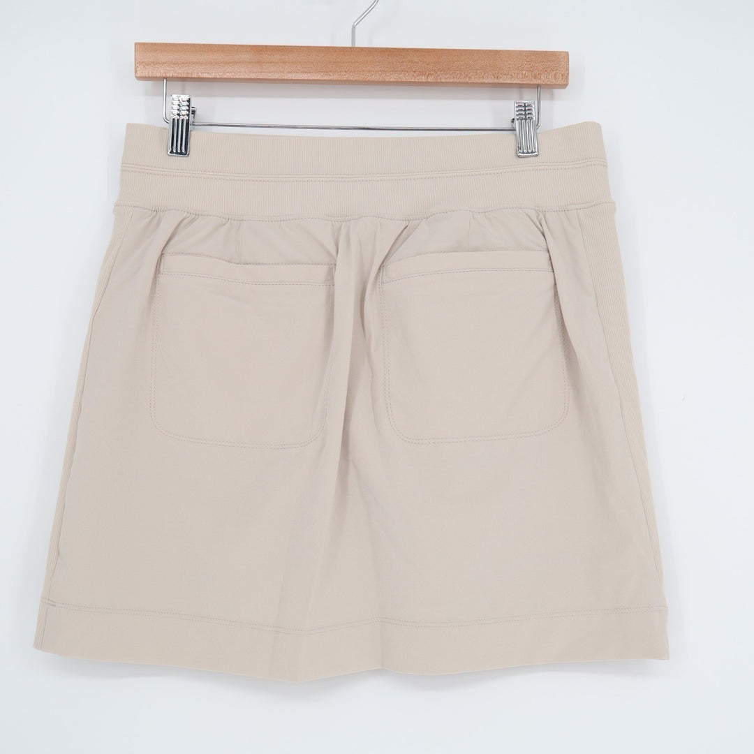 Athleta Skort Women 8 Beige Stretch High Rise Pull On Slash Pocket Elastic Waist