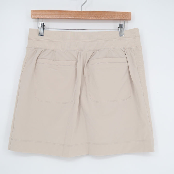 Athleta Skort Women 8 Beige Stretch High Rise Pull On Slash Pocket Elastic Waist