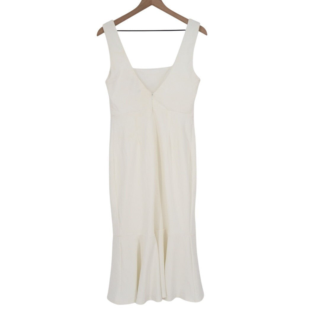 Lulus Moment Maker Midi Dress Womens Large White Stretch Square Neck Trumpet