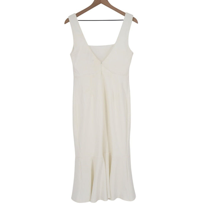 Lulus Moment Maker Midi Dress Womens Large White Stretch Square Neck Trumpet