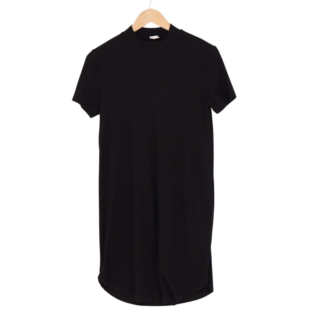 Garage T-Shirt Dress Womens Medium Black Knit Stretch Short Sleeve Crew Neck