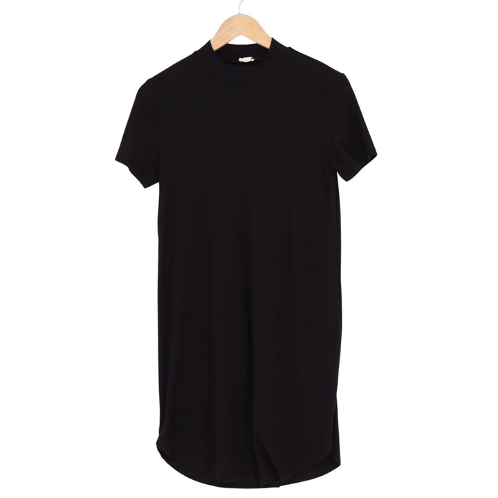 Garage T-Shirt Dress Womens Medium Black Knit Stretch Short Sleeve Crew Neck