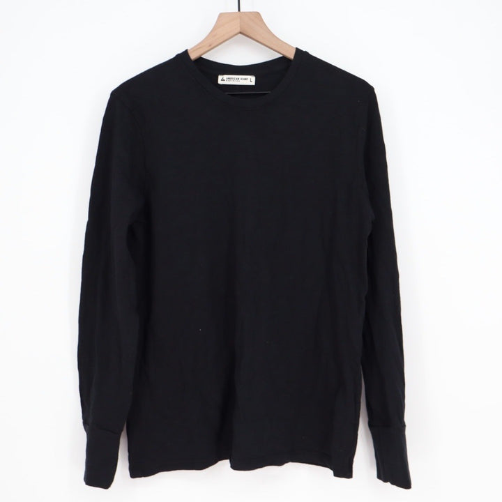 American Giant Womens Black Long Sleeve Crew Neck Cotton T Shirt Size L