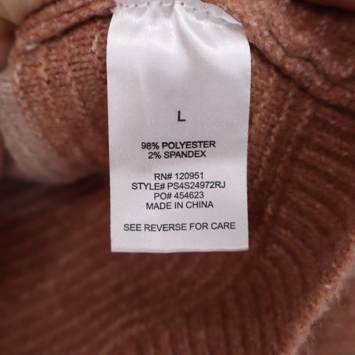 Pink Rose Womens Striped Crewneck Sweater Pink Brown Large